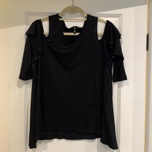 Want and Need Black Cold Shoulder Top Size Medium